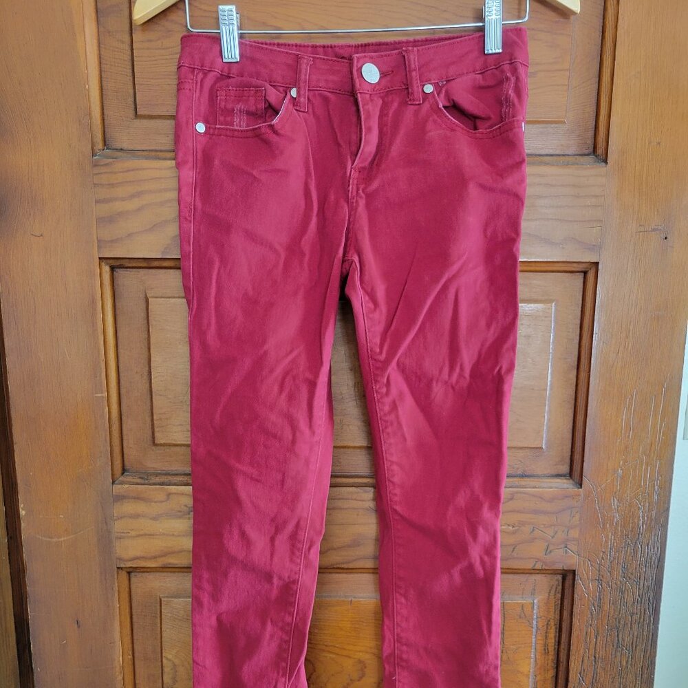 VIP Red Distressed Stretchy Skinny Soft Boyfriend Jeans Sz 1